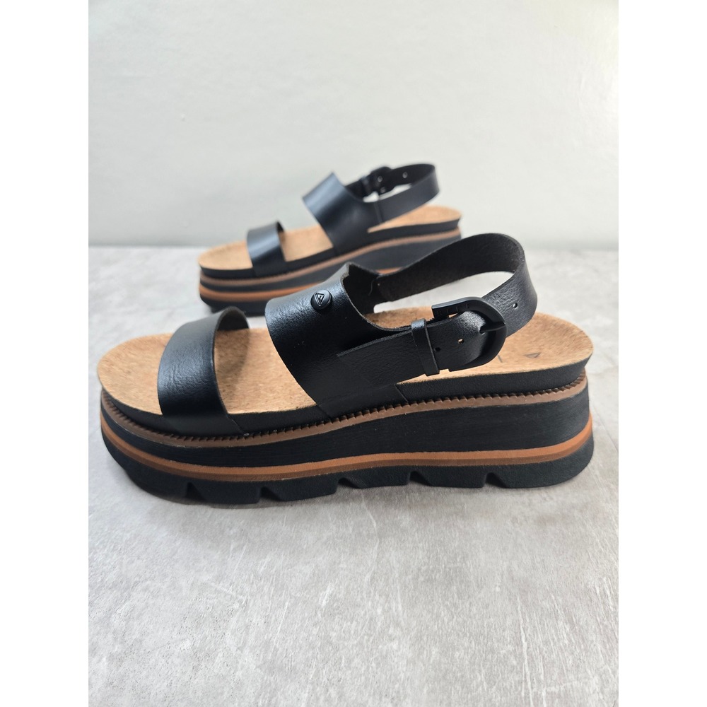 Reef Vista Luxe Platform Wedge Sandals Sz 9.5 Black Streetwear Chunky Slingback